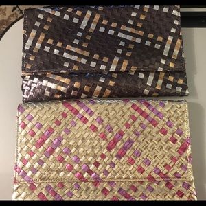 Neiman Marcus metallic woven clutch/cross body